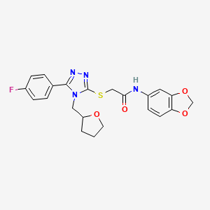 N-(2H-1,3-benzodioxol-5-yl)-2-{[5-(4-fluorophenyl)-4-[(oxolan-2-yl)methyl]-4H-1,2,4-triazol-3-yl]sulfanyl}acetamide