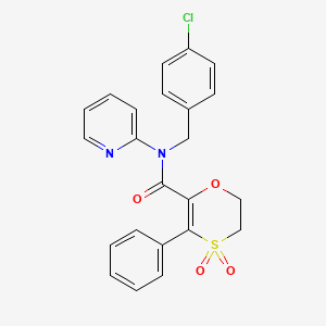 molecular formula C23H19ClN2O4S B15109052 N-(4-chlorobenzyl)-3-phenyl-N-(pyridin-2-yl)-5,6-dihydro-1,4-oxathiine-2-carboxamide 4,4-dioxide 