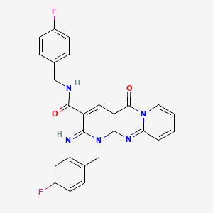 N,7-bis[(4-fluorophenyl)methyl]-6-imino-2-oxo-1,7,9-triazatricyclo[8.4.0.03,8]tetradeca-3(8),4,9,11,13-pentaene-5-carboxamide