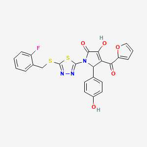 (4E)-1-{5-[(2-fluorobenzyl)sulfanyl]-1,3,4-thiadiazol-2-yl}-4-[furan-2-yl(hydroxy)methylidene]-5-(4-hydroxyphenyl)pyrrolidine-2,3-dione