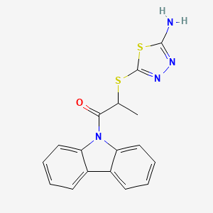 molecular formula C17H14N4OS2 B15109135 2-[(5-amino-1,3,4-thiadiazol-2-yl)sulfanyl]-1-(9H-carbazol-9-yl)propan-1-one 