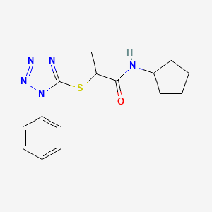 molecular formula C15H19N5OS B15109148 N-cyclopentyl-2-[(1-phenyl-1H-tetrazol-5-yl)sulfanyl]propanamide CAS No. 852865-07-7