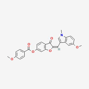 (2E)-2-[(5-methoxy-1-methyl-1H-indol-3-yl)methylidene]-3-oxo-2,3-dihydro-1-benzofuran-6-yl 4-methoxybenzoate