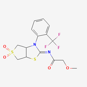 molecular formula C15H15F3N2O4S2 B15109213 N-[(2Z)-5,5-dioxido-3-[2-(trifluoromethyl)phenyl]tetrahydrothieno[3,4-d][1,3]thiazol-2(3H)-ylidene]-2-methoxyacetamide 