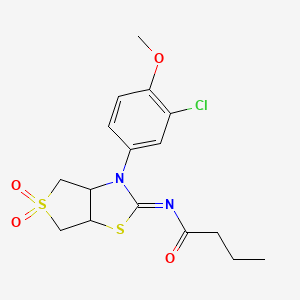 molecular formula C16H19ClN2O4S2 B15109301 N-[(2Z)-3-(3-chloro-4-methoxyphenyl)-5,5-dioxidotetrahydrothieno[3,4-d][1,3]thiazol-2(3H)-ylidene]butanamide 