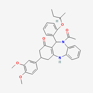 molecular formula C33H36N2O5 B15109302 5-acetyl-9-(3,4-dimethoxyphenyl)-6-(2-sec-butoxyphenyl)-8,9,10,11-tetrahydro-6H-benzo[b][1,4]benzodiazepin-7-one 