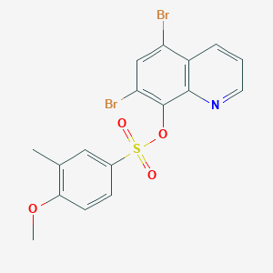 molecular formula C17H13Br2NO4S B15109315 5,7-Dibromo-8-quinolyl 4-methoxy-3-methylbenzenesulfonate 