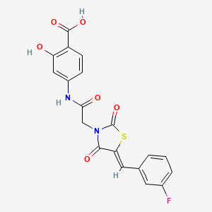 4-({[(5Z)-5-(3-fluorobenzylidene)-2,4-dioxo-1,3-thiazolidin-3-yl]acetyl}amino)-2-hydroxybenzoic acid