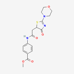 molecular formula C17H19N3O5S B15109353 Methyl 4-({[2-(morpholin-4-yl)-4-oxo-4,5-dihydro-1,3-thiazol-5-yl]acetyl}amino)benzoate 