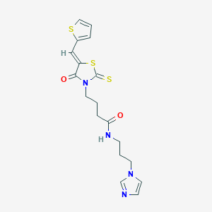 molecular formula C18H20N4O2S3 B15109371 N-[3-(1H-imidazol-1-yl)propyl]-4-[(5Z)-4-oxo-5-(thiophen-2-ylmethylidene)-2-thioxo-1,3-thiazolidin-3-yl]butanamide 