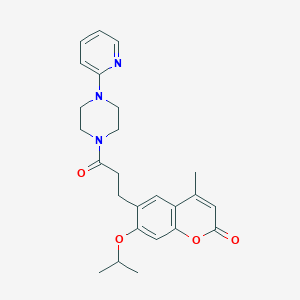 molecular formula C25H29N3O4 B15109388 4-methyl-6-{3-oxo-3-[4-(pyridin-2-yl)piperazin-1-yl]propyl}-7-(propan-2-yloxy)-2H-chromen-2-one 