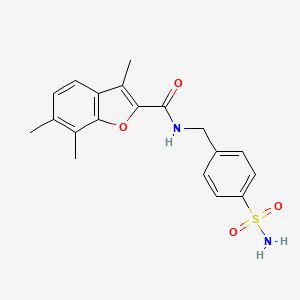 molecular formula C19H20N2O4S B15109406 3,6,7-trimethyl-N-[(4-sulfamoylphenyl)methyl]-1-benzofuran-2-carboxamide 