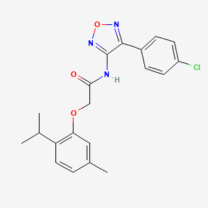 molecular formula C20H20ClN3O3 B15109418 N-[4-(4-chlorophenyl)-1,2,5-oxadiazol-3-yl]-2-[5-methyl-2-(propan-2-yl)phenoxy]acetamide 