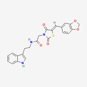 molecular formula C23H19N3O5S B15109419 2-[(5Z)-5-(1,3-benzodioxol-5-ylmethylidene)-2,4-dioxo-1,3-thiazolidin-3-yl]-N-[2-(1H-indol-3-yl)ethyl]acetamide 