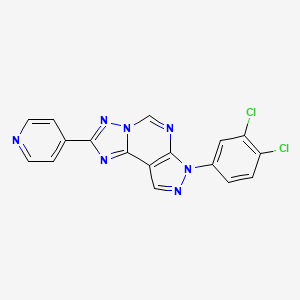 molecular formula C17H9Cl2N7 B15109431 10-(3,4-Dichlorophenyl)-4-(pyridin-4-yl)-3,5,6,8,10,11-hexaazatricyclo[7.3.0.0^{2,6}]dodeca-1(9),2,4,7,11-pentaene 