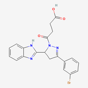 molecular formula C20H17BrN4O3 B15109441 4-[5-(1H-1,3-benzodiazol-2-yl)-3-(3-bromophenyl)-4,5-dihydro-1H-pyrazol-1-yl]-4-oxobutanoic acid 