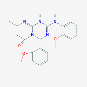 molecular formula C21H21N5O3 B15109479 4-(2-methoxyphenyl)-2-[(2-methoxyphenyl)amino]-8-methyl-1,4-dihydro-6H-pyrimido[1,2-a][1,3,5]triazin-6-one 