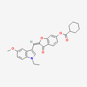 (2E)-2-[(1-ethyl-5-methoxy-1H-indol-3-yl)methylidene]-3-oxo-2,3-dihydro-1-benzofuran-6-yl cyclohexanecarboxylate