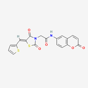 2-[(5Z)-2,4-dioxo-5-(thiophen-2-ylmethylidene)-1,3-thiazolidin-3-yl]-N-(2-oxo-2H-chromen-6-yl)acetamide