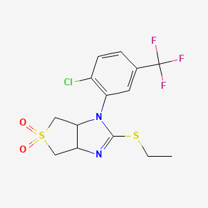 molecular formula C14H14ClF3N2O2S2 B15109556 1-[2-chloro-5-(trifluoromethyl)phenyl]-2-(ethylsulfanyl)-3a,4,6,6a-tetrahydro-1H-thieno[3,4-d]imidazole 5,5-dioxide 