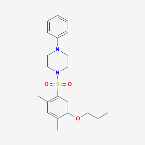 molecular formula C21H28N2O3S B15109565 1-(2,4-Dimethyl-5-propoxybenzenesulfonyl)-4-phenylpiperazine 