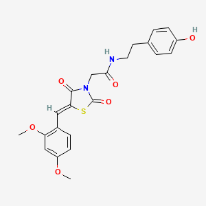 molecular formula C22H22N2O6S B15109642 2-[(5Z)-5-(2,4-dimethoxybenzylidene)-2,4-dioxo-1,3-thiazolidin-3-yl]-N-[2-(4-hydroxyphenyl)ethyl]acetamide 