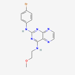 molecular formula C15H15BrN6O B15109673 N2-(4-bromophenyl)-N4-(2-methoxyethyl)pteridine-2,4-diamine 