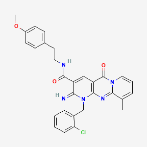 7-[(2-chlorophenyl)methyl]-6-imino-N-[2-(4-methoxyphenyl)ethyl]-11-methyl-2-oxo-1,7,9-triazatricyclo[8.4.0.03,8]tetradeca-3(8),4,9,11,13-pentaene-5-carboxamide