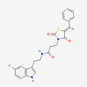 molecular formula C23H20FN3O3S B15109714 3-[(5Z)-5-benzylidene-2,4-dioxo-1,3-thiazolidin-3-yl]-N-[2-(5-fluoro-1H-indol-3-yl)ethyl]propanamide 