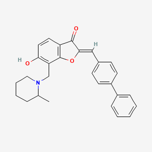 (2Z)-2-(biphenyl-4-ylmethylidene)-6-hydroxy-7-[(2-methylpiperidin-1-yl)methyl]-1-benzofuran-3(2H)-one