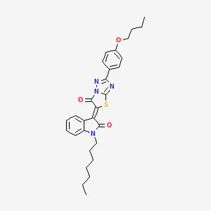 molecular formula C29H32N4O3S B15109743 (3Z)-3-[2-(4-butoxyphenyl)-6-oxo[1,3]thiazolo[3,2-b][1,2,4]triazol-5(6H)-ylidene]-1-heptyl-1,3-dihydro-2H-indol-2-one 