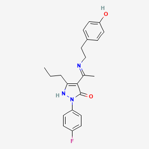 molecular formula C22H24FN3O2 B15109749 (4Z)-2-(4-fluorophenyl)-4-(1-{[2-(4-hydroxyphenyl)ethyl]amino}ethylidene)-5-propyl-2,4-dihydro-3H-pyrazol-3-one 