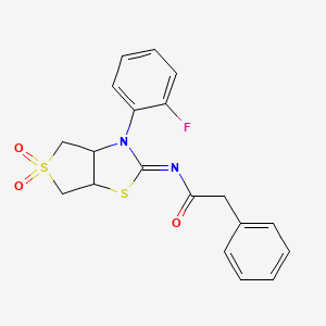 N-[(2Z)-3-(2-fluorophenyl)-5,5-dioxidotetrahydrothieno[3,4-d][1,3]thiazol-2(3H)-ylidene]-2-phenylacetamide