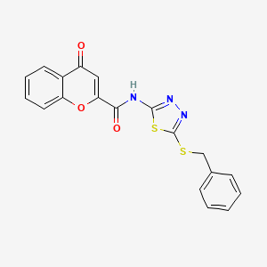 molecular formula C19H13N3O3S2 B15109782 N-[5-(benzylsulfanyl)-1,3,4-thiadiazol-2-yl]-4-oxo-4H-chromene-2-carboxamide 