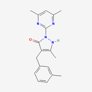 molecular formula C18H20N4O B15109808 1-(4,6-Dimethylpyrimidin-2-yl)-3-methyl-4-[(3-methylphenyl)methyl]pyrazol-5-ol 