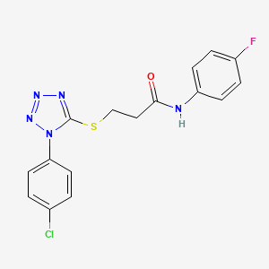 molecular formula C16H13ClFN5OS B15109820 3-{[1-(4-chlorophenyl)-1H-tetrazol-5-yl]sulfanyl}-N-(4-fluorophenyl)propanamide 