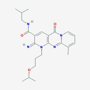 6-imino-11-methyl-N-(2-methylpropyl)-2-oxo-7-[3-(propan-2-yloxy)propyl]-1,7,9-triazatricyclo[8.4.0.0^{3,8}]tetradeca-3(8),4,9,11,13-pentaene-5-carboxamide