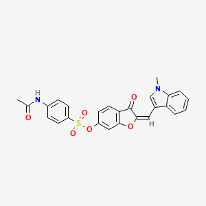 molecular formula C26H20N2O6S B15109847 (2E)-2-[(1-methyl-1H-indol-3-yl)methylidene]-3-oxo-2,3-dihydro-1-benzofuran-6-yl 4-(acetylamino)benzenesulfonate 