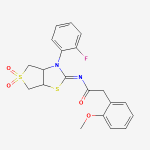 molecular formula C20H19FN2O4S2 B15109871 N-[(2Z)-3-(2-fluorophenyl)-5,5-dioxidotetrahydrothieno[3,4-d][1,3]thiazol-2(3H)-ylidene]-2-(2-methoxyphenyl)acetamide 