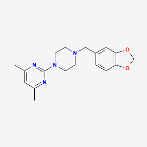 molecular formula C18H22N4O2 B15109877 2-[4-(1,3-Benzodioxol-5-ylmethyl)piperazin-1-yl]-4,6-dimethylpyrimidine 