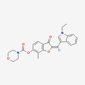 (2E)-2-[(1-ethyl-1H-indol-3-yl)methylidene]-7-methyl-3-oxo-2,3-dihydro-1-benzofuran-6-yl morpholine-4-carboxylate