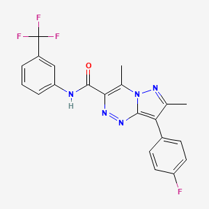 molecular formula C21H15F4N5O B15109906 8-(4-fluorophenyl)-4,7-dimethyl-N-(3-(trifluoromethyl)phenyl)pyrazolo[5,1-c][1,2,4]triazine-3-carboxamide 