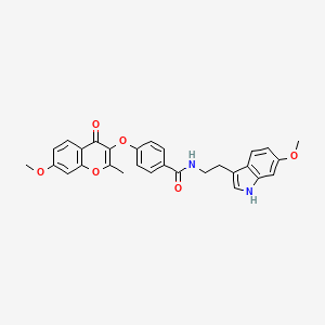 N-(2-(6-methoxy-1H-indol-3-yl)ethyl)-4-((7-methoxy-2-methyl-4-oxo-4H-chromen-3-yl)oxy)benzamide