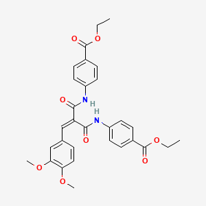 Ethyl 4-{[3-(3,4-dimethoxyphenyl)-2-{[4-(ethoxycarbonyl)phenyl]carbamoyl}acryloyl]amino}benzoate