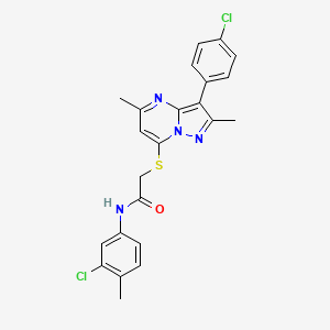 N-(3-chloro-4-methylphenyl)-2-{[3-(4-chlorophenyl)-2,5-dimethylpyrazolo[1,5-a]pyrimidin-7-yl]sulfanyl}acetamide