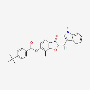 (2E)-7-methyl-2-[(1-methyl-1H-indol-3-yl)methylidene]-3-oxo-2,3-dihydro-1-benzofuran-6-yl 4-tert-butylbenzoate