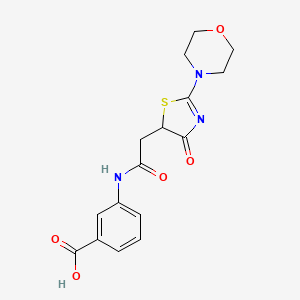 molecular formula C16H17N3O5S B15110060 3-({[2-(Morpholin-4-yl)-4-oxo-4,5-dihydro-1,3-thiazol-5-yl]acetyl}amino)benzoic acid 