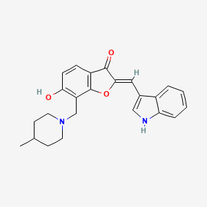 molecular formula C24H24N2O3 B15110067 (2Z)-6-hydroxy-2-(1H-indol-3-ylmethylidene)-7-[(4-methylpiperidin-1-yl)methyl]-1-benzofuran-3(2H)-one 