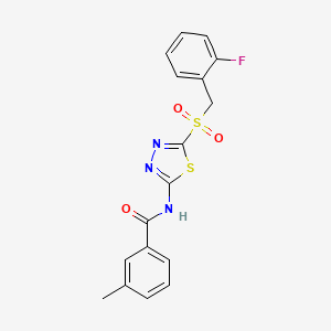 molecular formula C17H14FN3O3S2 B15110094 N-[(2E)-5-[(2-fluorobenzyl)sulfonyl]-1,3,4-thiadiazol-2(3H)-ylidene]-3-methylbenzamide 