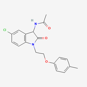 molecular formula C19H19ClN2O3 B15110109 N-{5-chloro-1-[2-(4-methylphenoxy)ethyl]-2-oxo-2,3-dihydro-1H-indol-3-yl}acetamide 